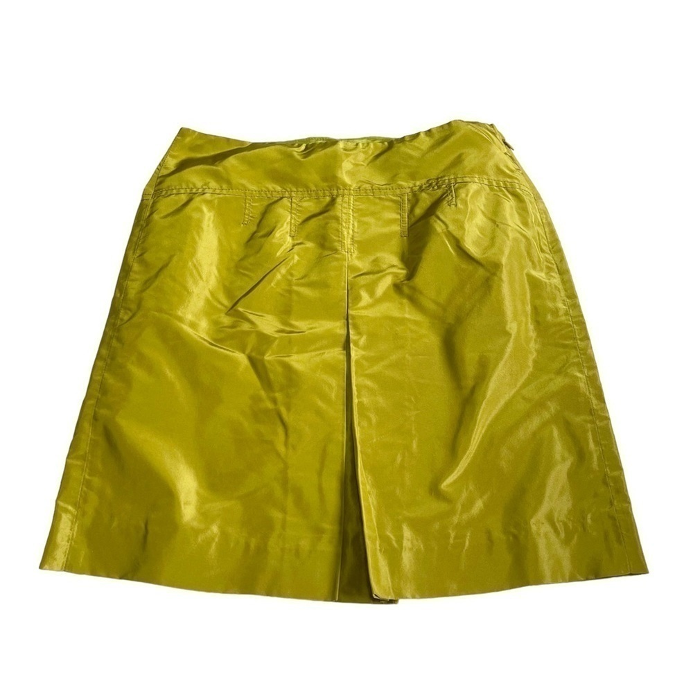 J. Crew Metallic Olive Green Silk Mini Skirt US 6P